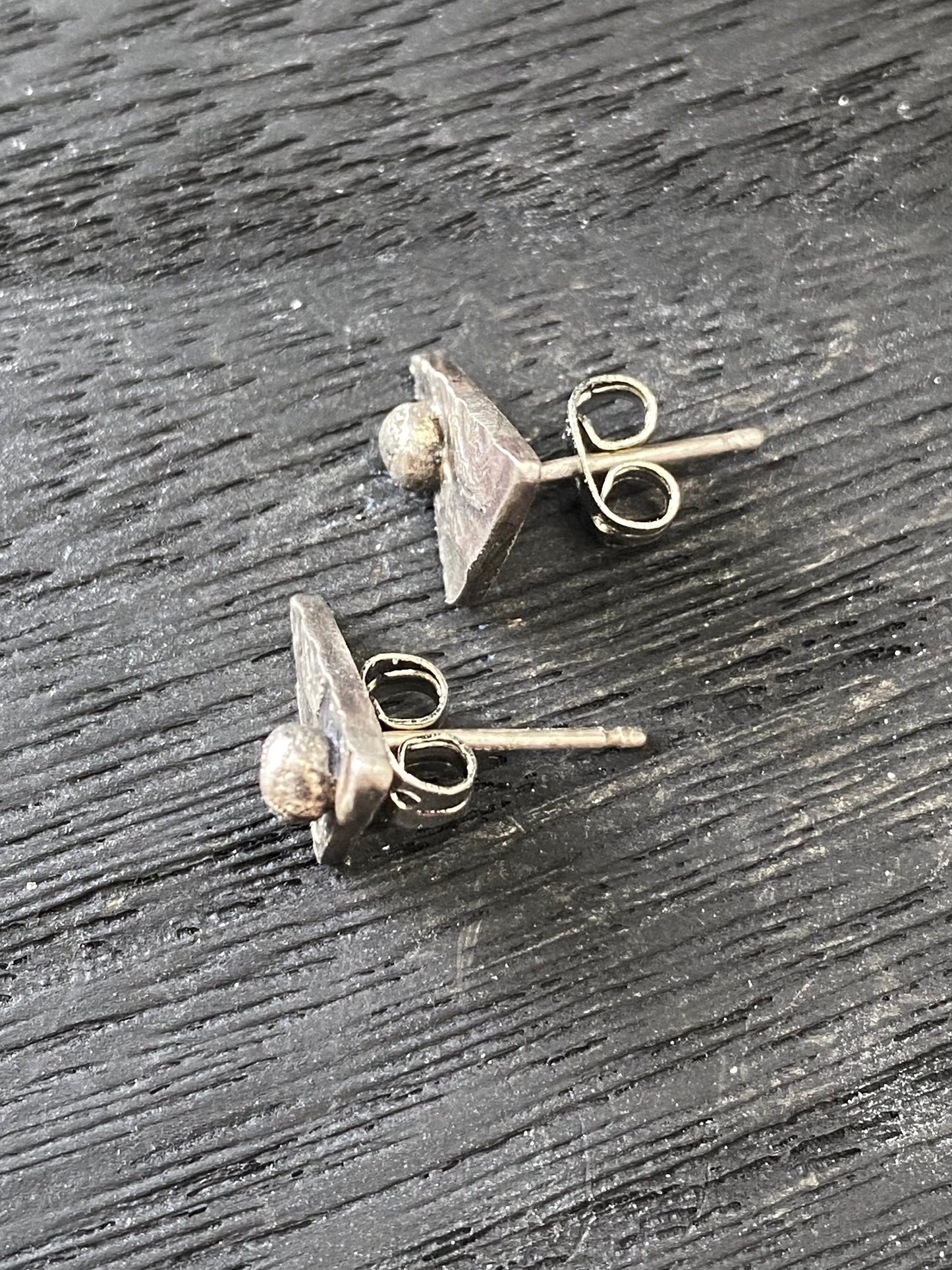 handmade 925 sterling silver etched small post earrings