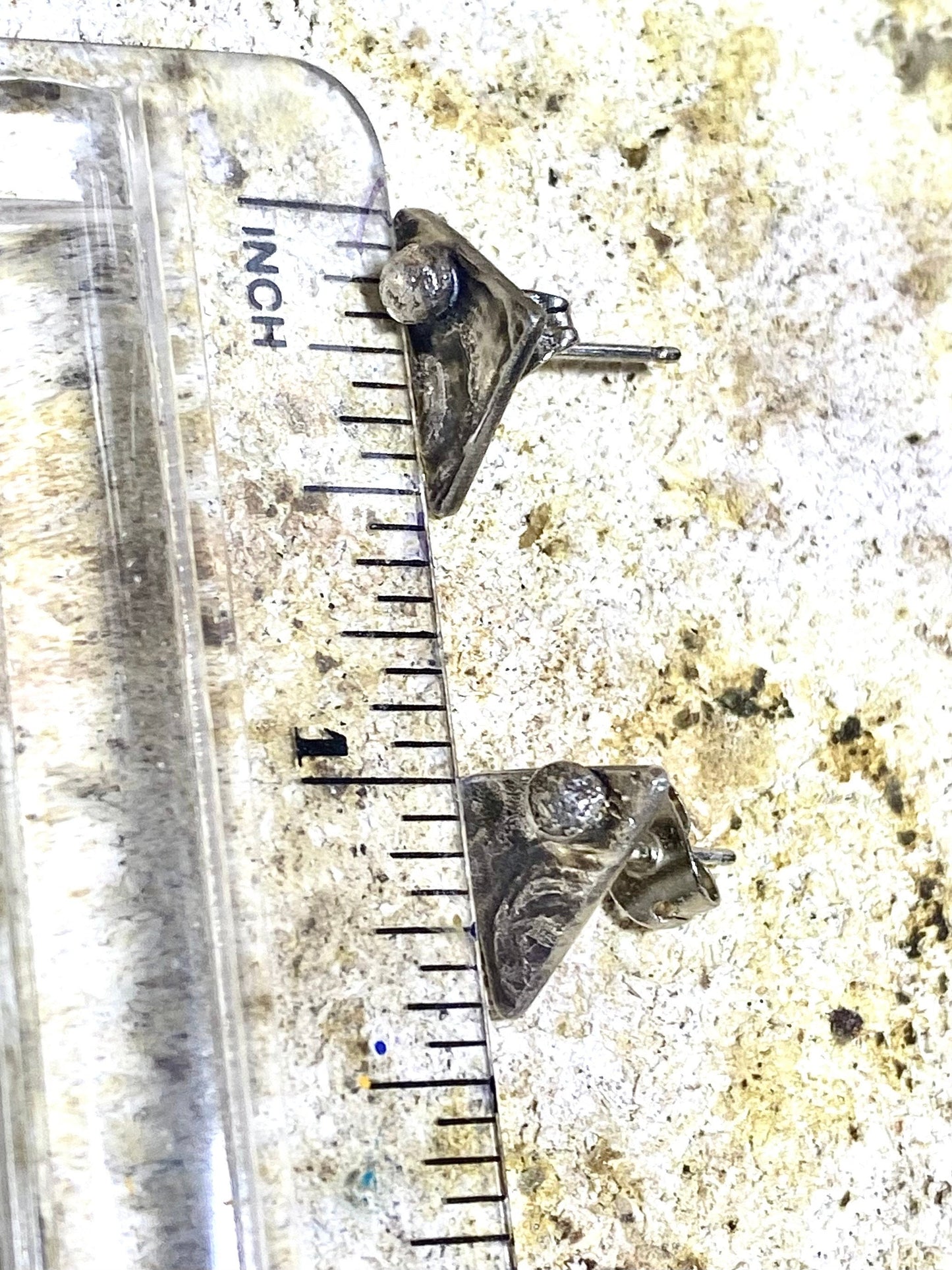 handmade 925 sterling silver etched small post earrings